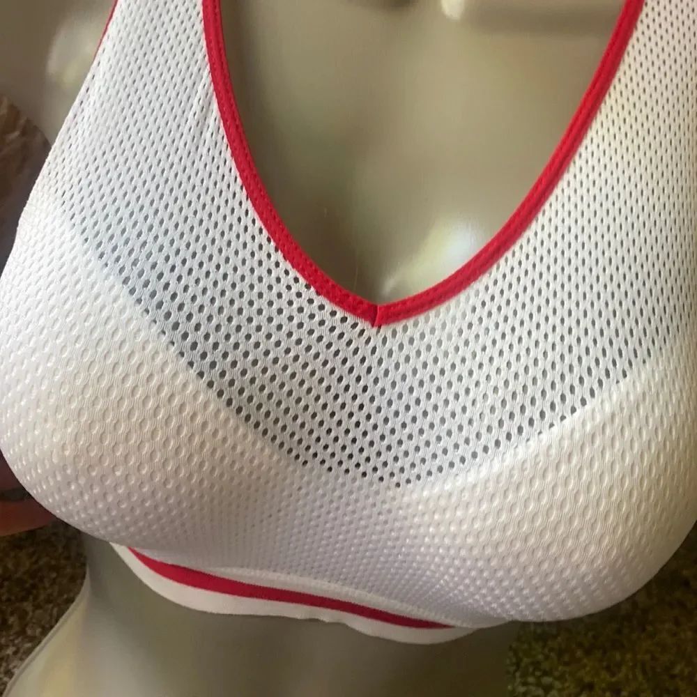 VS Victoria’s Secret Mesh Sports Bra underwire Red/White 34B